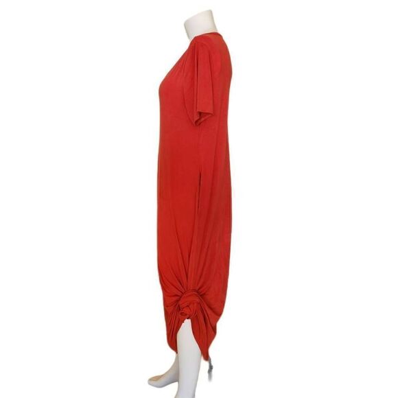 Isaac liev women's medium red maxi T-shirt dress pullover tie knotted casual sum - Picture 2 of 8